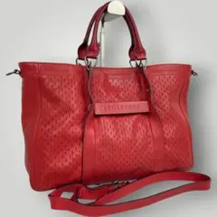 美品　LONGCHAMP ショルダーバッグ　3D 2way レッド　レザー