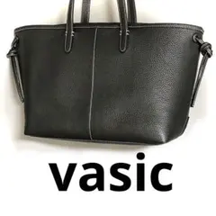 VASIC sign トートバッグ A4/ノートPC収納可　レザー シボ革　黒のサムネイル