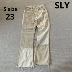 【人気】定価1万3千SLY.バイカラーフレアデニム　ハイウエスト　完売品　S