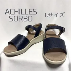 【美品】アキレスソルボ レザーサンダル 本革 Lサイズ ネイビー 紺のサムネイル