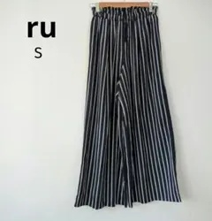 美品 ru アールユー マルイ ストライプ ワイドパンツ ネイビー S