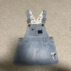 PEANUTS スヌーピー デニムジャンバースカート 90cm