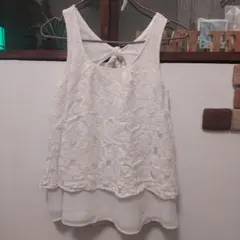 CECIL McBee バックリボン・レースノースリーブチュニック used
