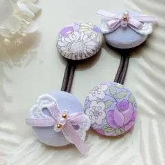 215✾︎ ハンドメイド　ヘアゴム2個セット　22㎜くるみボタン