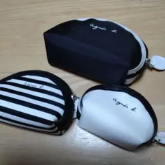 アニエスベー ミニポーチ 3点セット　白黒　ボーダー　小銭入れにも
