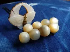 まとめ売り　時代物　白蝶貝　彫金　下り藤蝶紋　かんざし　帯留