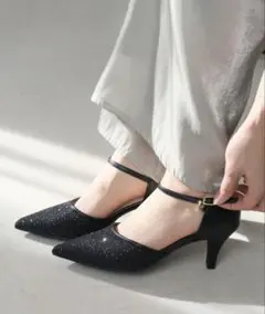 （新品未開封）AmiAmi ポインテッドトゥセパレートチュールパンプス ブラック