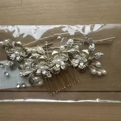ゴールド 花と葉 デザイン ヘアコーム