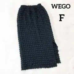 【ウィゴー】ロングタイトスカート (Ｆ) 黒 ぽこぽこ サイドスリット