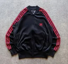 アディダストラックジャケットATP復刻トレフォイル刺繍SSTラグラン短丈黒赤L
