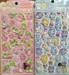 2点　ラメ入りぷっくりシール