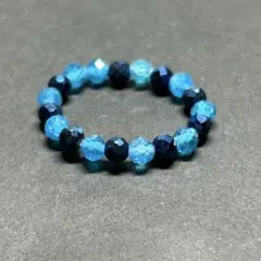 BR859 天然石 ビーズリング ネオンブルーアパタイト ブルーヘマタイト