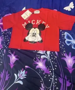 FLOWER ミッキーマウス 半袖Tシャツ レッドのサムネイル