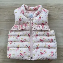 GAP花柄 フリル付き ダウンベスト 90