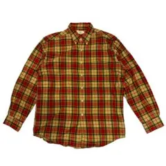 90〜00s J.CREW 白タグ フランネルシャツ チェック 赤 ベージュ M