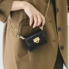 即日発送⚫RODE SKO　ナノバッグ　型押しチェーンバッグ ミニショルダー 黒