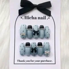 ネイルチップ マグネット 水玉 リボン フレンチガーリー ワンホン 韓国 量産型