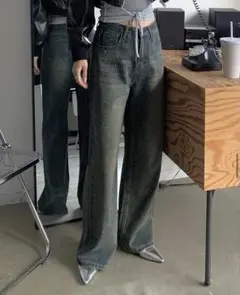 SHAGGIE オーロラストーン付きヴィンテージルーズデニムパンツのサムネイル