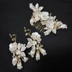 フラワーヘッドドレス＆イヤリングセット