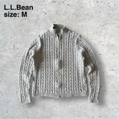 L.L.Bean エルエルビーン　 フルジップ　ケーブルコットンニット
