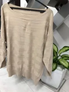 お値下げ！ナチュラルビューティーベーシック ベージュ キャメル 七分袖カットソー