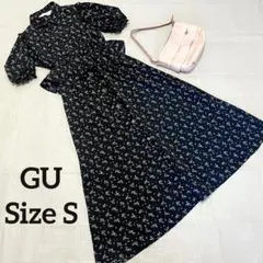 rokh GUコラボ ジーユー 花柄シャツワンピース ブラック 黒 Sのサムネイル