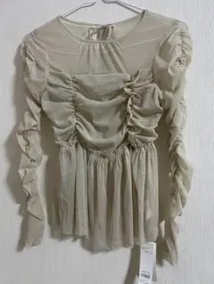 新品　LILY BROWN フリルデザインシャツ ベージュ