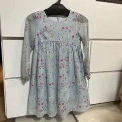 Bebe 花柄七分袖ワンピース 120cm 水色