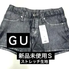 新品未使用 ＧＵ　黒地にシルバーラメショートパンツ ブラック Sストレッチ生地のサムネイル