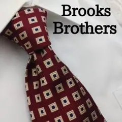 ブルックスブラザーズ 高級シルクネクタイ 総柄 ブラウン