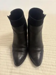 ブラックレザー　ショートブーツ(24.5cm/ダイアナ)
