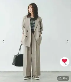 S お手入れラクラクセットアップ/ワイドパンツ/526020 グレージュ