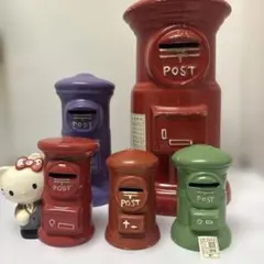 郵便ポスト　置物　レトロ　アンティーク　非売品　キティちゃん　サンリオ　紫　緑のサムネイル