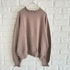 アプレジュール/ニット/大きいサイズ/レース/パフスリーブ/LL/くすみカラー