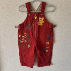 mikihouse 赤　刺繍ロンパース　サロペット