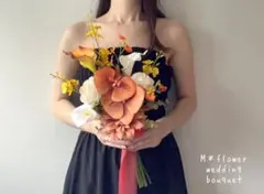 ⌘くすみオレンジ×ホワイト⌘ウェディングブーケ 和装ブーケ 造花ブーケ