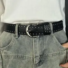 스터드 벨트 남녀 겸용 스케이터 그런 지 블랙 블랙 벨트