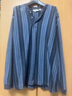 Eddie Bauer 長袖シャツ 青系ストライプ 80s vintage