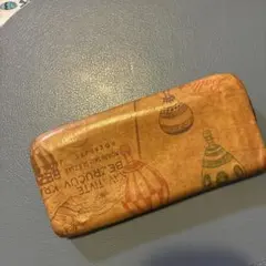 ヒラメキ　長財布　ラウンドファスナー　気球柄　レザー　革