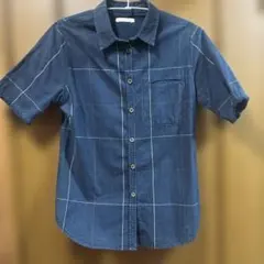 チェックシャツ ネイビー レディースシャツ 夏シャツのサムネイル