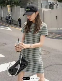 SHEIN ボーダー 半袖 ワンピ