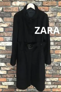 ZARA ザラ　黒 ロングコート ベルト付き　L -LL