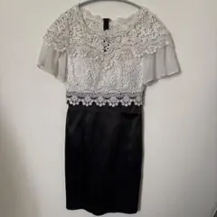 an キャバ ドレス 体型カバー タイト ブラック レース ビジュー