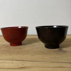 漆器風 お椀 2個セット 桜柄 朱色・黒色のサムネイル