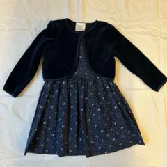 ローラアシュレイ　花柄 ネイビーブルー90ワンピース ジャンスカボレロファミリア