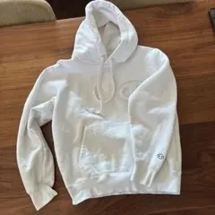 Champion パーカー　S　ホワイト　ワンポイント　裏起毛
