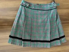 グリーン系チェック プリーツスカート
