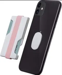 Sinjimoru スマホ着脱可能 カードケース ワイヤレス充電対応 白×紫