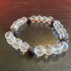 ⭐️最終セール！インド製★新品☆天然石☆水晶＆ガーネットブレスレット24-2