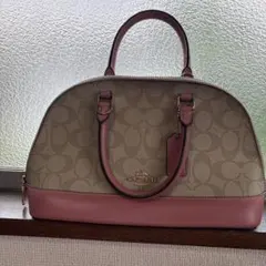 COACH ロゴ入り ハンドバッグ ベージュ/ピンク
